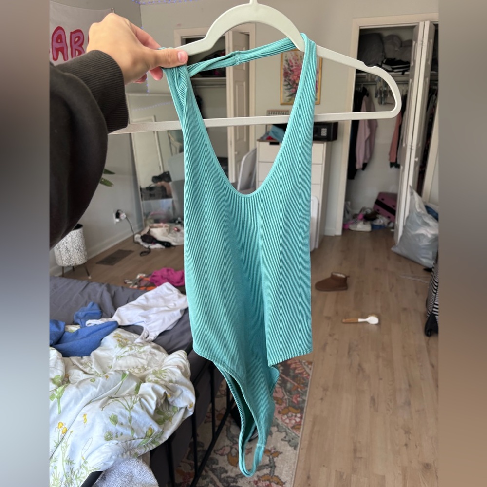 Turquoise Body suit low back